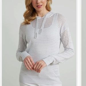 Joseph Ribkoff 212906 silver knit hooded sweatshirt